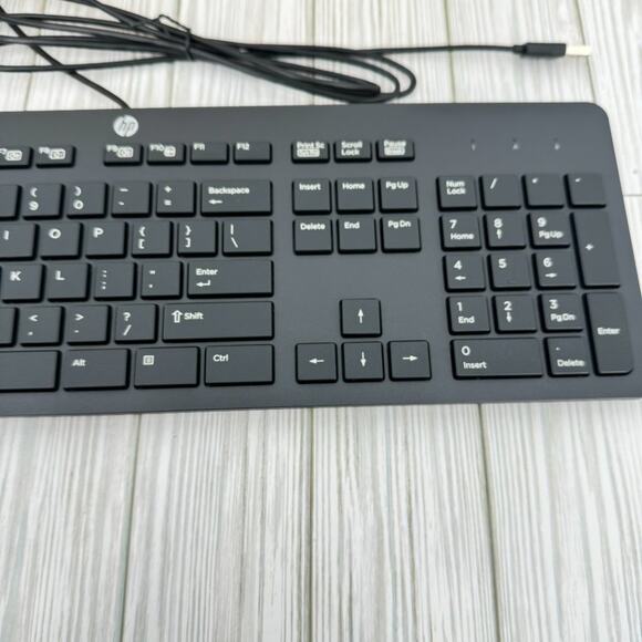 Hewlett Packard HP black USB wired QWERTY keyboard slim KBAR211 NEW - Picture 4 of 10